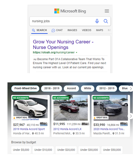 Bing Search Ad and Microsoft Shopping Ad